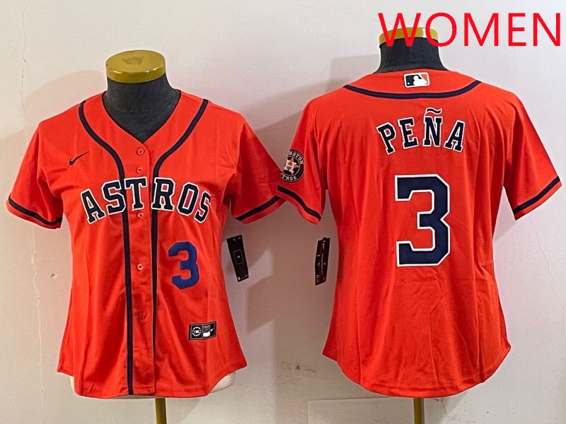 Women Houston Astros 3 Pena Orange Game 2025 Nike MLB Jersey style 1